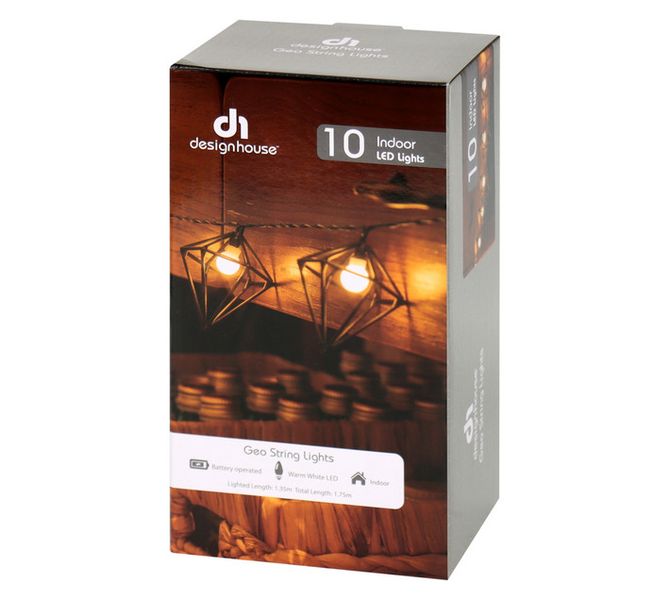 10 LED Plastic Geometric String Light White