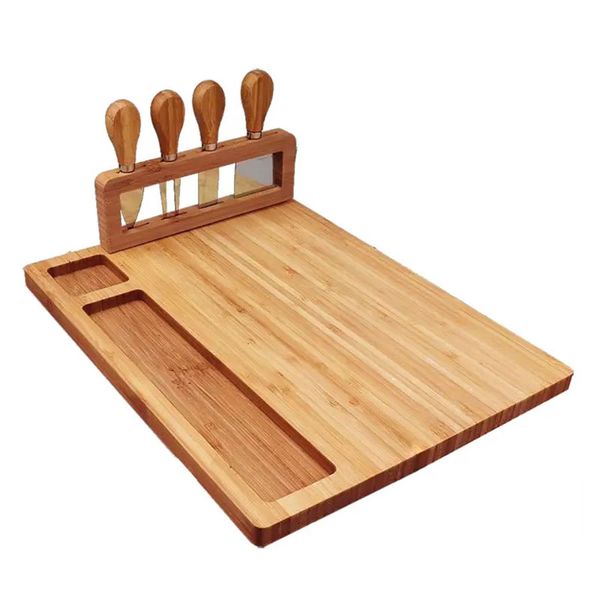 Bamboo Cheese Board with 4 Cheese Knife Set - ID-86