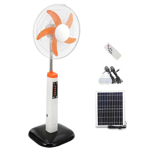 16 Inch Solar Powered Rechargeable Standing Fan with 2 LED Light