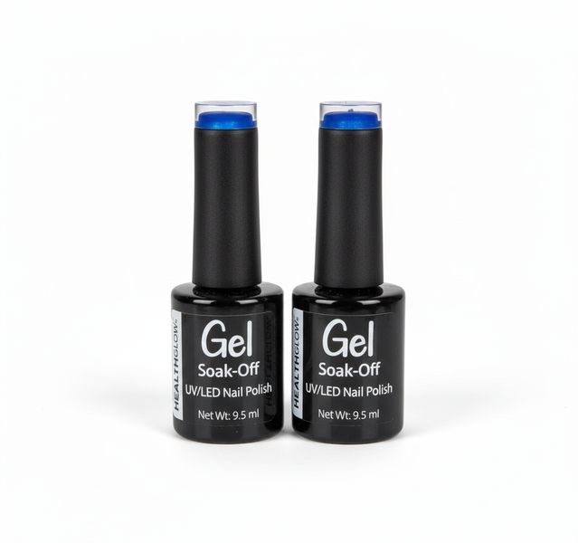 Healthglow Sapphire Blue Gel Nail Polish 9.5ml for Long-Lasting - 2 Pack