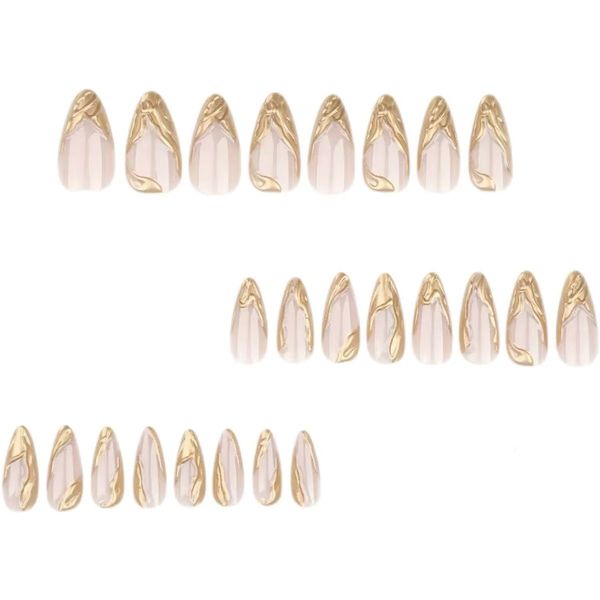 Gold Minimalist French Butterfly Nail Art Set with False Nails