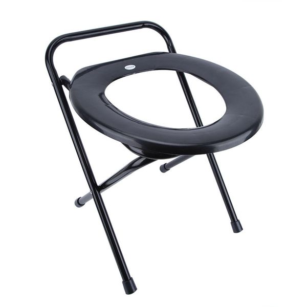 Portable Adult Folding Toilet Commode Chair with Iron Pipe Frame and Pu