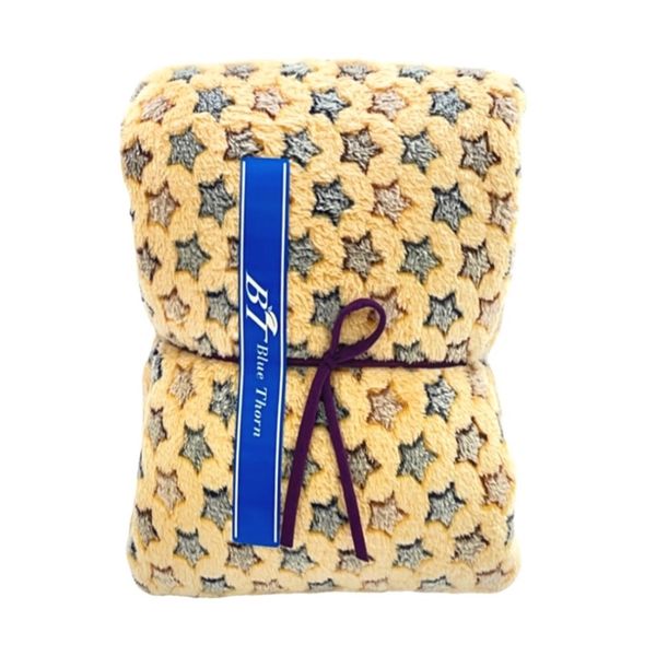 BlueThorn Double Sided Super Warm Fluffy Blankets for Pets - Gold Stars