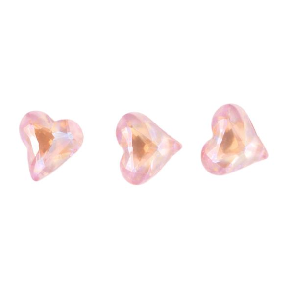 3 Pack - Faceted Acrylic Heart Rhinestone Gems - Pink
