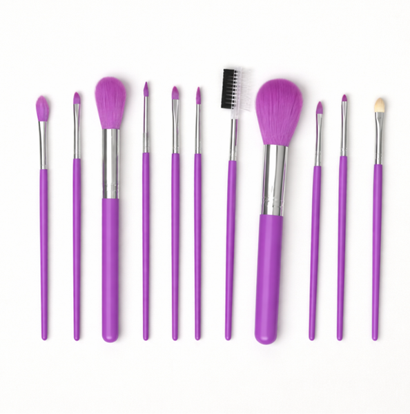 Purple Make Up Brushes - 11 Pieces