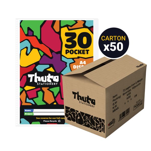 Thuto A4 Display File 30 Pocket (50 Pcs Carton) - Jazzy Edition