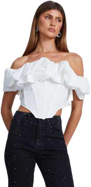 Quiz - Women Cream Bardot Corset Top