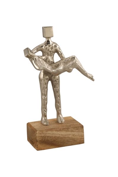 Silver Decorative Statue for Home Decor on Wodden Base