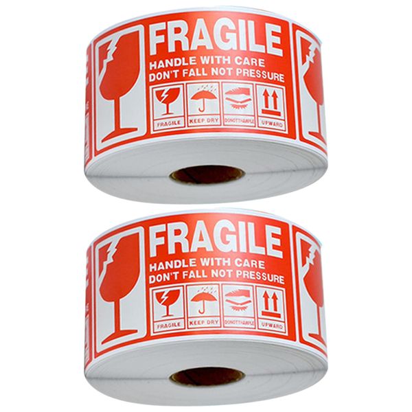 2x 500 Fragile Labels (2 Rolls 1000 Total Fragile Stickers)