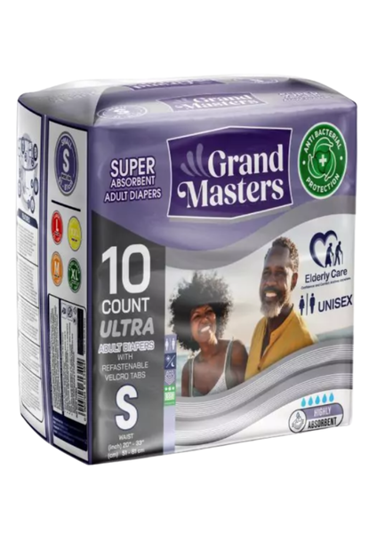 Grand Masters Adult Diapers Small (S) 10 Pack - Ultra Absorbent