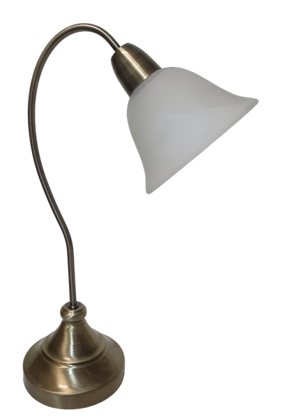 Litex Lamps Metal Table Lamp with Curved Arm and Alabaster Glass