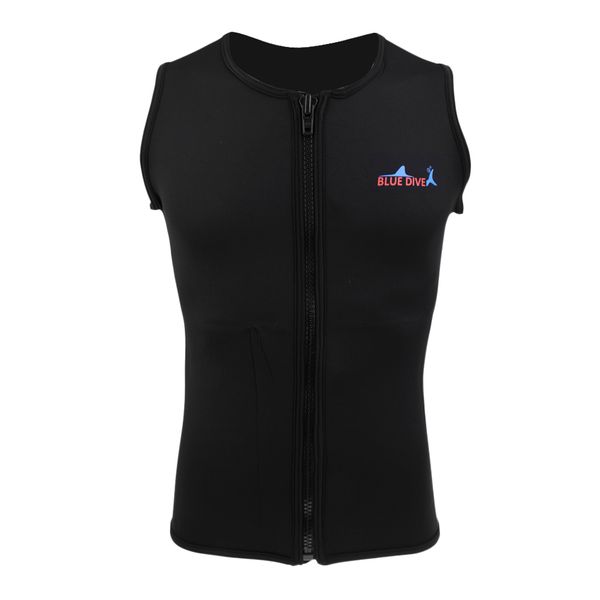 Mens 2mm Black Neoprene Wetsuit Vest Front Zipper Top for Diving Surfing