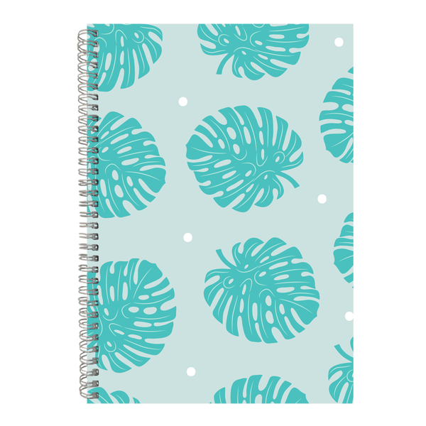 Blue Leaf A4 Notebook Spiral and Lined Summer Cats Graphic Notepad Gift134