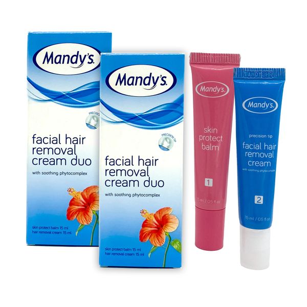 2 x Mandy's Hair Removal Cream Facial Duo Kits