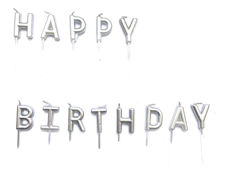 Happy Birthday Candles Silver Letters Cake Decorations