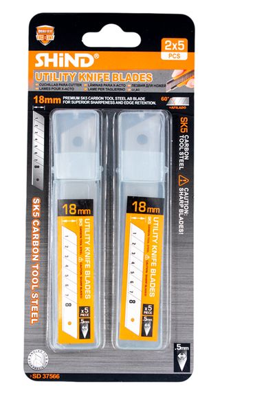 Shind Utility Knife Blades 18mm 2 Piece with 5 Blades Each