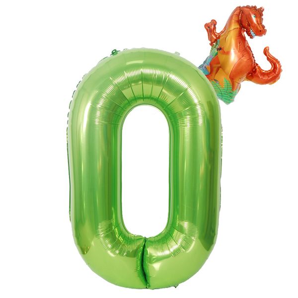 40 Inch Dinosaur Birthday Balloon Number 0 Large Size