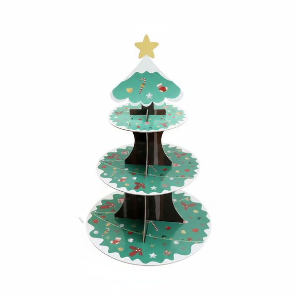 Holiday Dessert Christmas Tree 3-Tier Cupcake Stand - Green