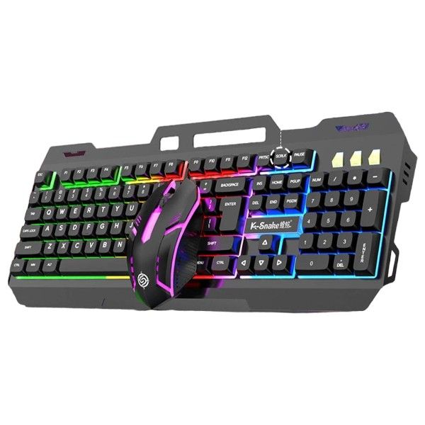 K-SNAKE - KM520 - Ergonomic Keyboard &amp; Mouse Set With RGB Lighting - Black