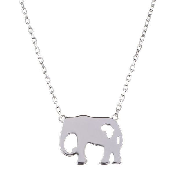 Sterling Silver Necklace w/ Timeless Design - Elephant with Africa