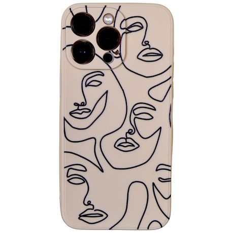 Face Pattern - Phone Case with Camera Protection - Iphone 14 Pro Max Beige Image