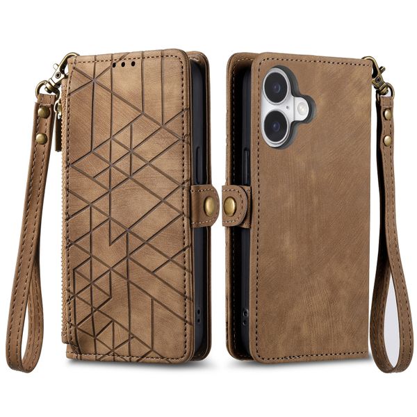 Flip Phone Cases Compatible With iPhone 17 Leather Cover Geometric Coque