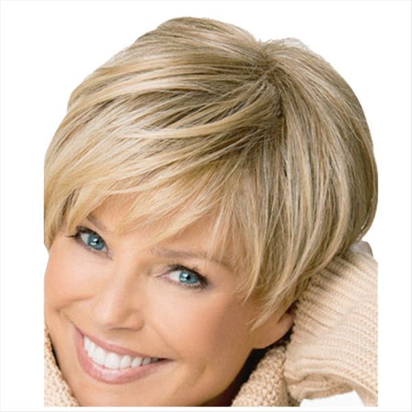 Women's Short Pixie Cut Blonde Straight Wig Natural Synthetic