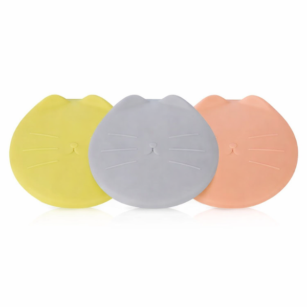 3-Piece Set Pet Can Lid Cover for Food Cans Silicone Keep Fresh Cat Face