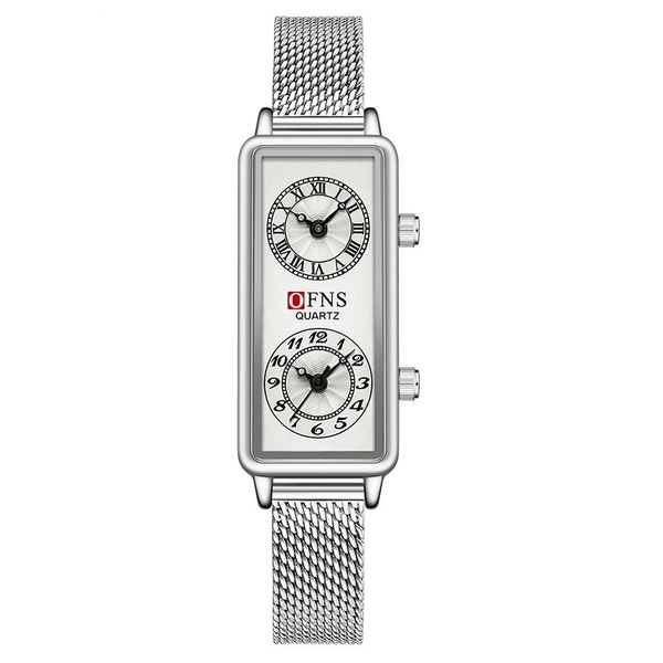 OFNS - Women's Dual Time Quartz Watch - Roman Numerals Dial Waterproof