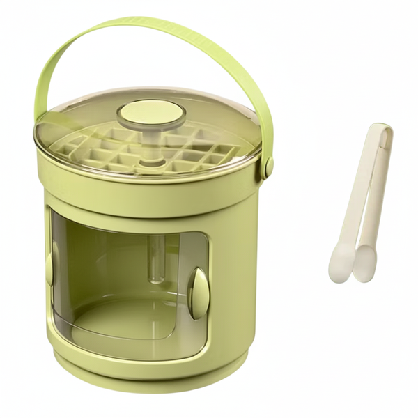 Ice Cube Tray and Storage Bucket with Tongs Set