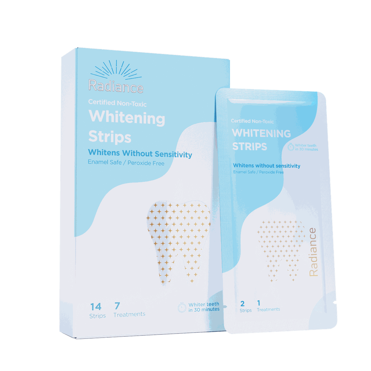 Radiance Teeth Whitening Strips, Peroxide Free, NonToxic and Enamel