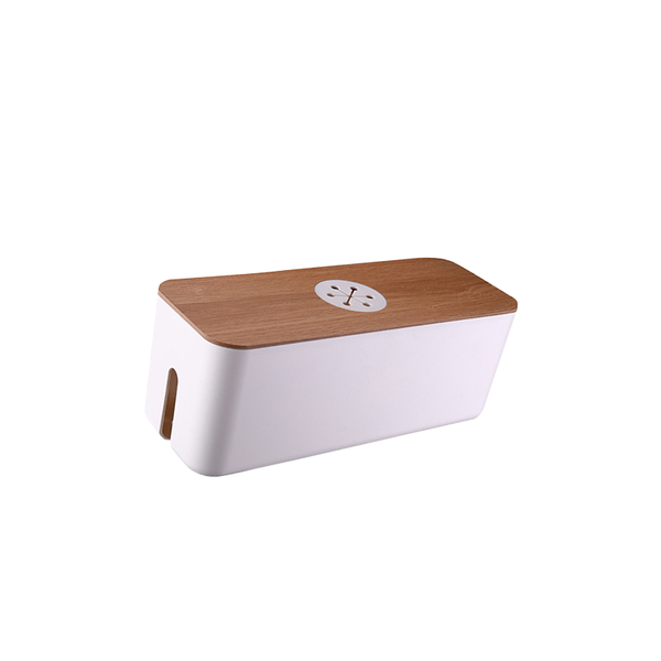 Desktop Cable Organizer Box With Lid Data Cable Storage - White