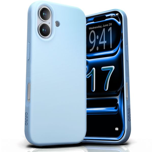 ORRO Pastel Blue Silicone Case Compatible With iPhone 17 -Soft-Touch Finish