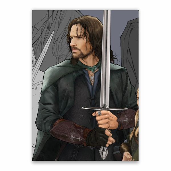 Aragorn Wielding Sword Poster - A1