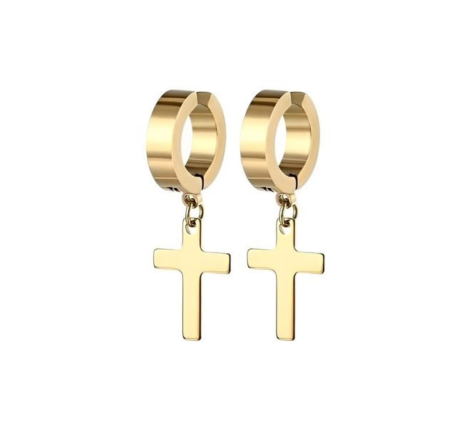 Clip-On Stainless Steel Non Piecing Cross Earrings