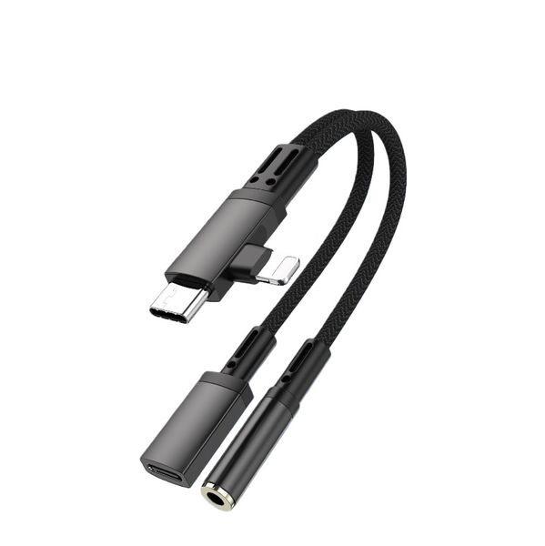 4-in-1 USB-C Lightning to 3.5mm Adapter Compatible with iPhone Android