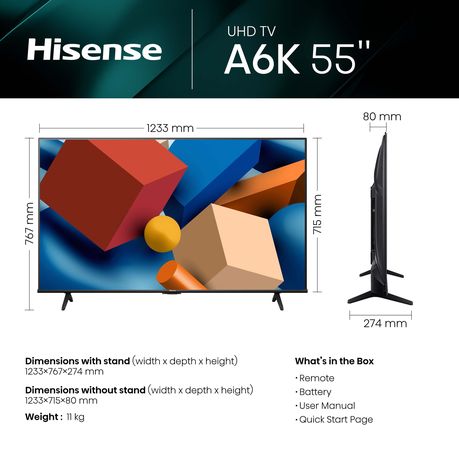HISENSE 55A6K 55 4K UHD SMART TV - Masons