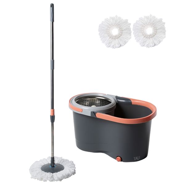 TALI -Mop and Bucket Set /360-Spin/Stainless Steel Basket and Adjust Handle