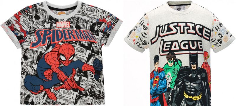 Character Kids - 2 Pack Short Sleeve T Shirt Boys - Spiderman/DC Comics [Parallel Import]