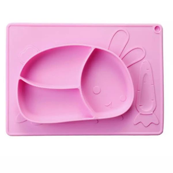 Rabbit Silicone Plate with Built-in Placemat for Toddlers