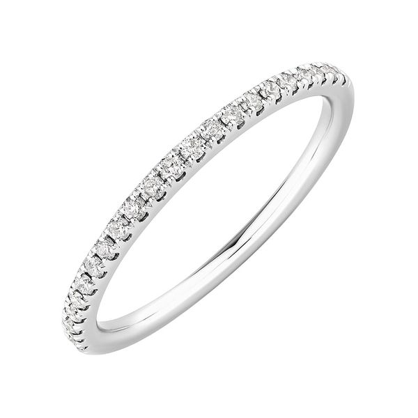 Size 8 - Sleek Band Ring with Crystal Clear Zirconia Detailing - Silver