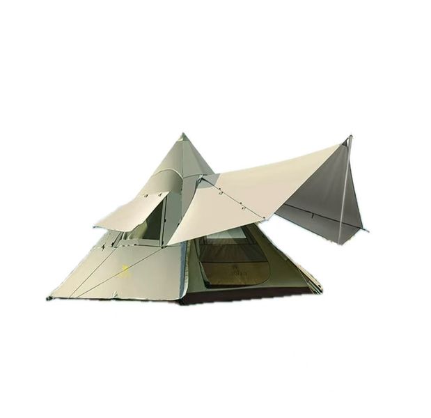 Camel Pyramid Tent Outdoor Camping Family Tent With Sunshade 4-5 People