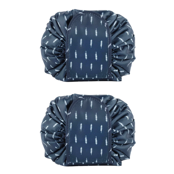 Large Capacity Drawstring Cosmetic Bag - Black - 2 Pack