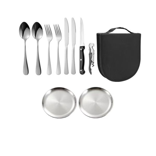10 In 1 Picnic Stainless Steel 2 Person Tableware Set
