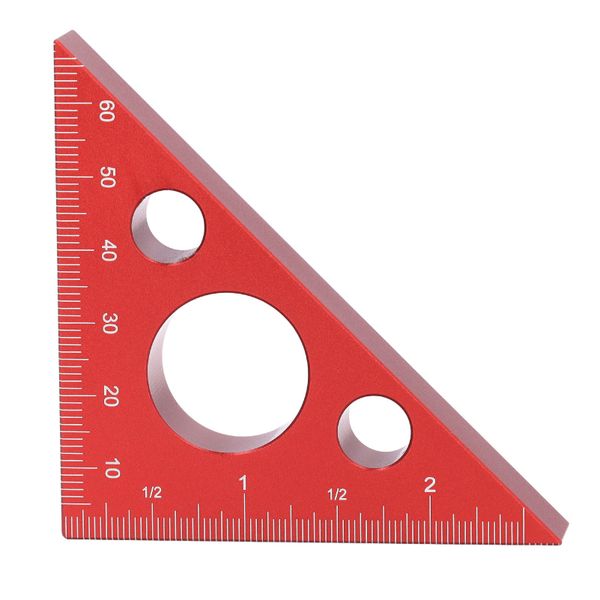 3" Red Aluminium 45 Right-Angle Ruler