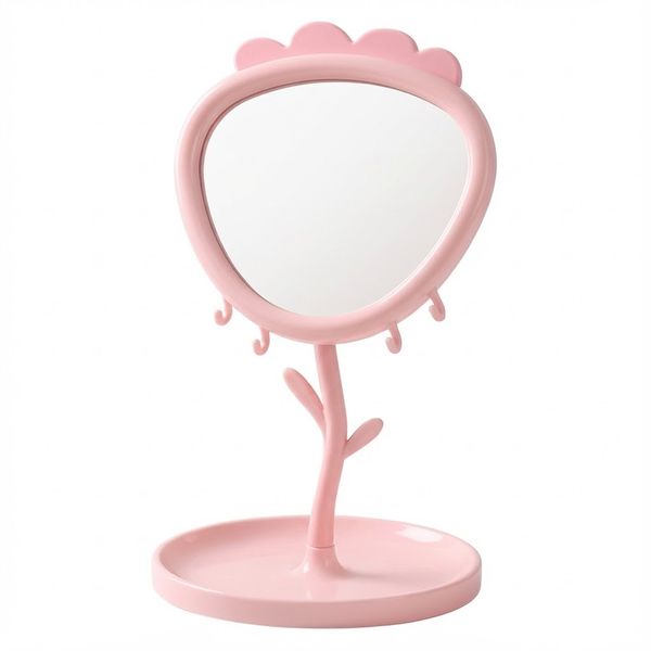 Plastic Portable Makeup Mirror - Pink