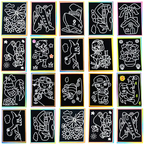 Rainbow Scratch Art Colour-Reveal Cards Art &amp; Crafts Pack - 20 Pack
