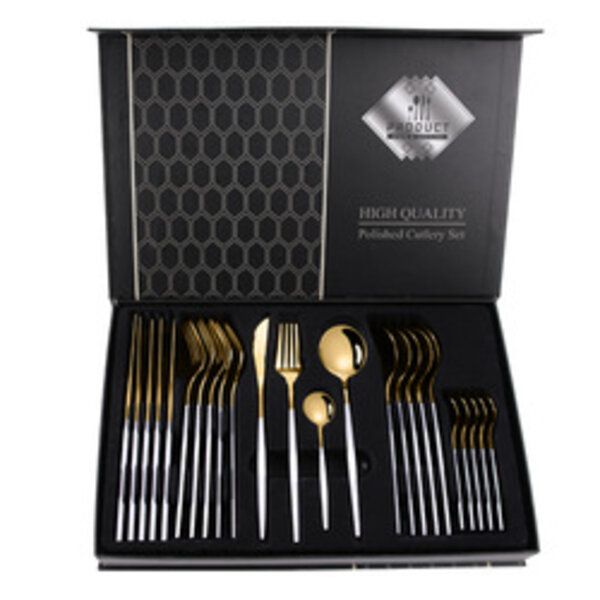 Set of 24 Cutlery White and Gold