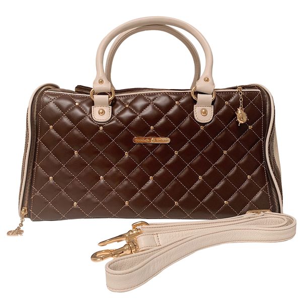 Donatella Rufrano - Pet Carrier - Genuine Leather Bag - Brown &amp; Cream