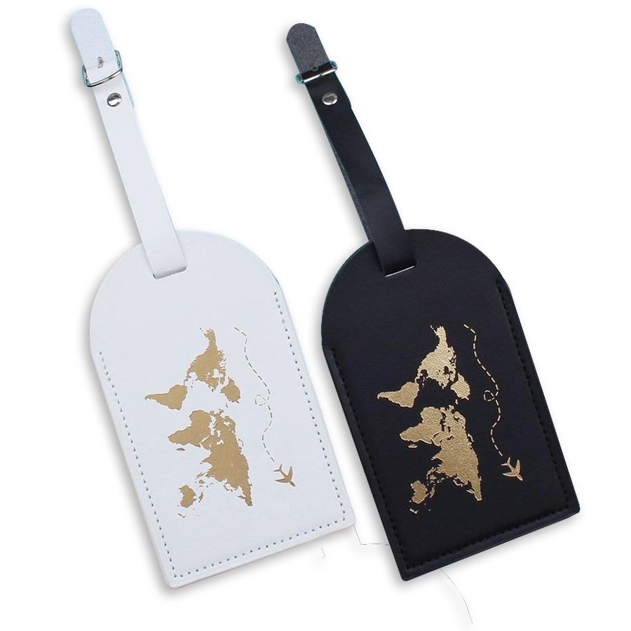 World Map Matching Travel Luggage Tags - Set of 2